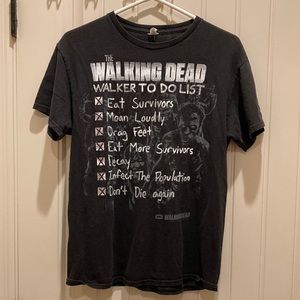 The Walking Dead Tshirt “Walker To Do List” Graphic Words and Zombies Black